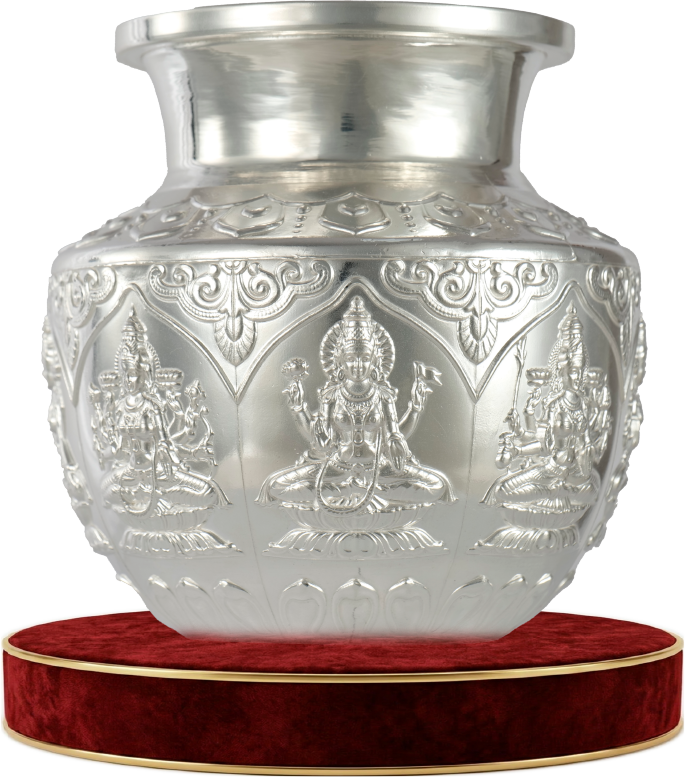 5-inch Pure Silver Ashtalakshmi Kalash